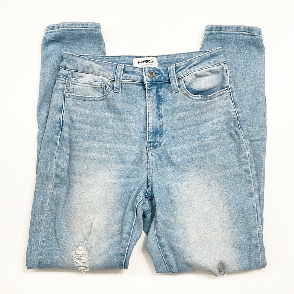 RSQ light wash curvy high rise skinny distressed denim jeans